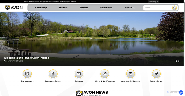 Security scan screenshot of https://avonindiana.gov/