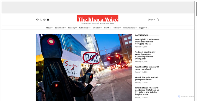 Security scan screenshot of https://ithacavoice.org