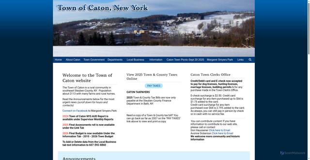 Security scan screenshot of https://townofcaton.gov/
