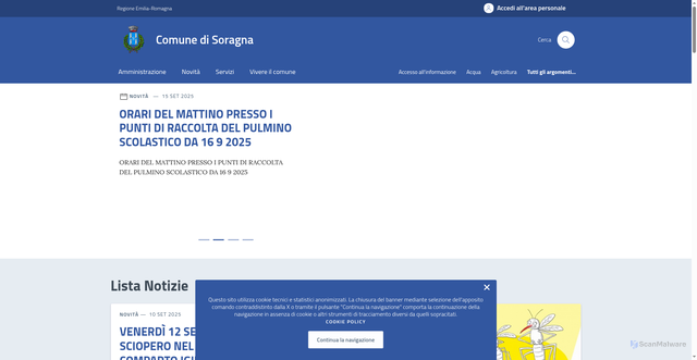 Security scan screenshot of https://www.comune.soragna.pr.it/