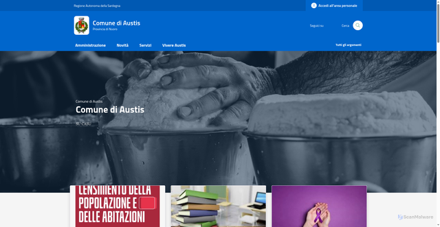 Security scan screenshot of https://www.comune.austis.nu.it/