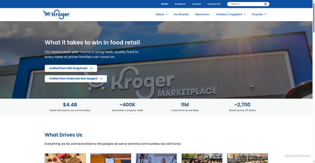 Security scan screenshot of https://www.thekrogerco.com/