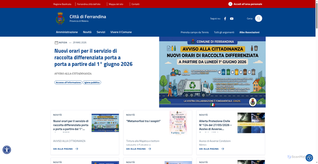 Security scan screenshot of https://www.comune.ferrandina.mt.it