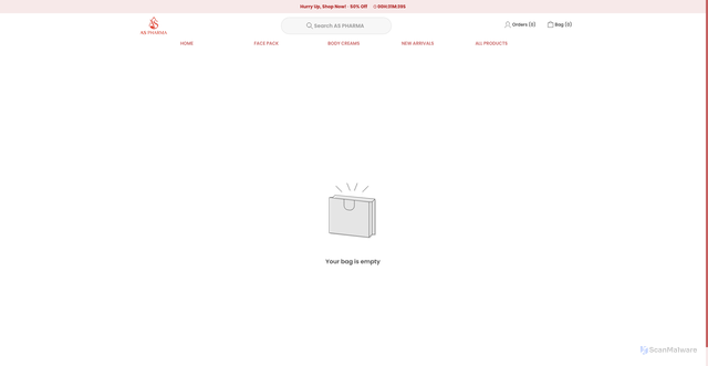 Security scan screenshot of https://aspharma.online/bag