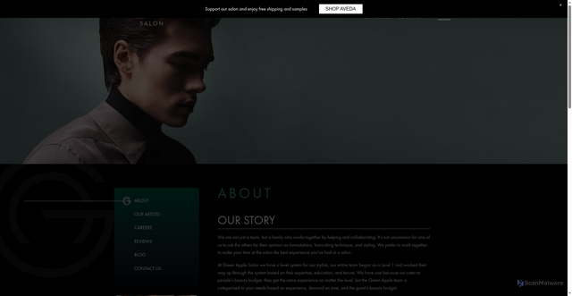 Security scan screenshot of https://greenapplesalons.com/?p=648