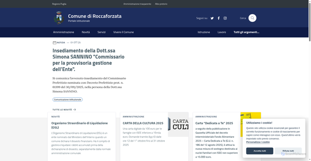 Security scan screenshot of https://www.comune.roccaforzata.ta.it/