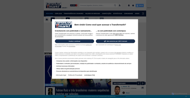 Security scan screenshot of https://www.transfermarkt.com.br