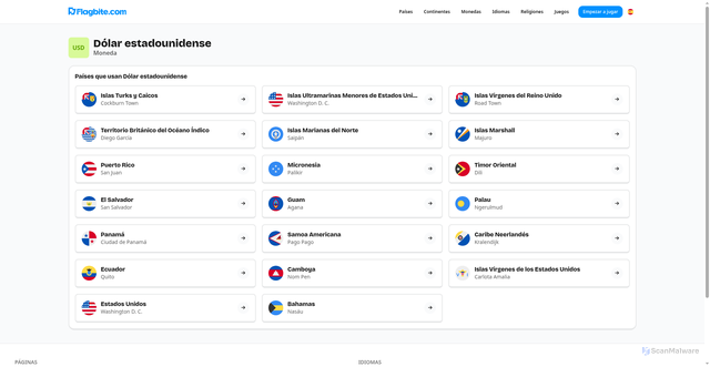 Security scan screenshot of https://flagbite.com/es/monedas/usd/dolar-estadounidense