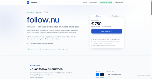 Security scan screenshot of https://follow.nu