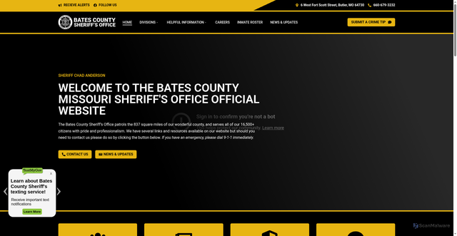 Security scan screenshot of https://batescountysheriff.gov/