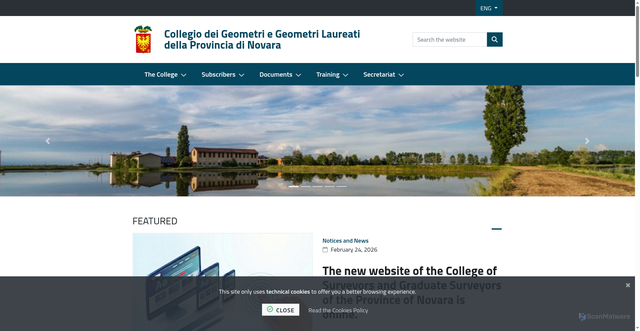 Security scan screenshot of https://www.geometri.novara.it