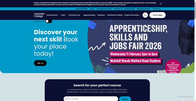 Security scan screenshot of https://leicestercollege.ac.uk/