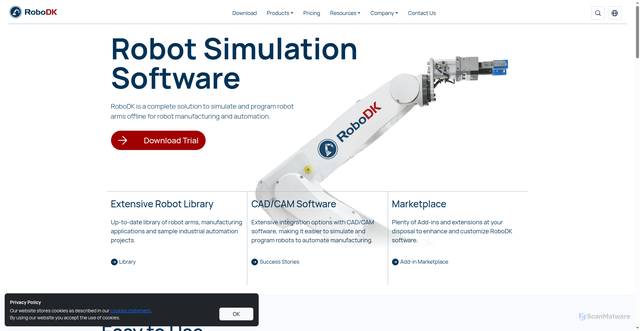 Security scan screenshot of https://robodk.com