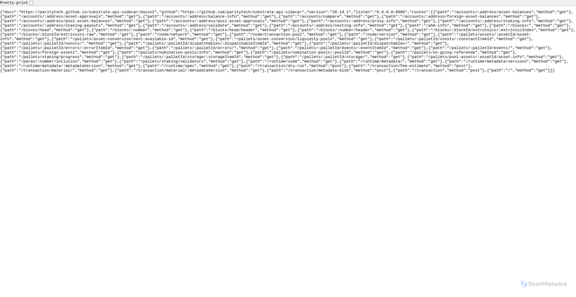 Security scan screenshot of https://substrate-api-sidecar.a.exodus.io