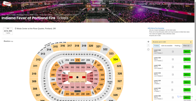 Security scan screenshot of https://www.ticketsunlimited.com/tickets/3285911/indiana-fever-at-portland-fire-tickets-fri-jul-31-2026-moda-center-at-the-rose-quarter