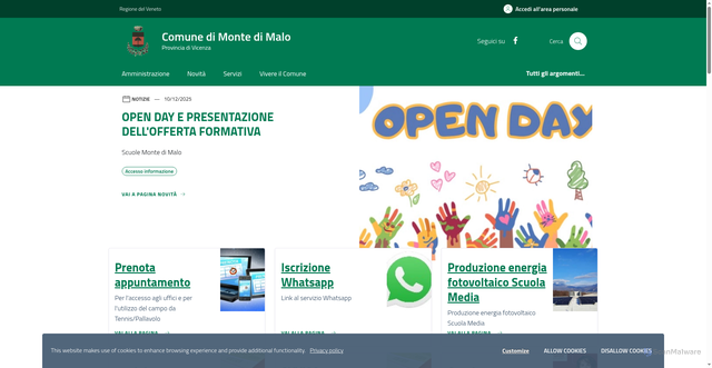 Security scan screenshot of https://www.comune.montedimalo.vi.it/home