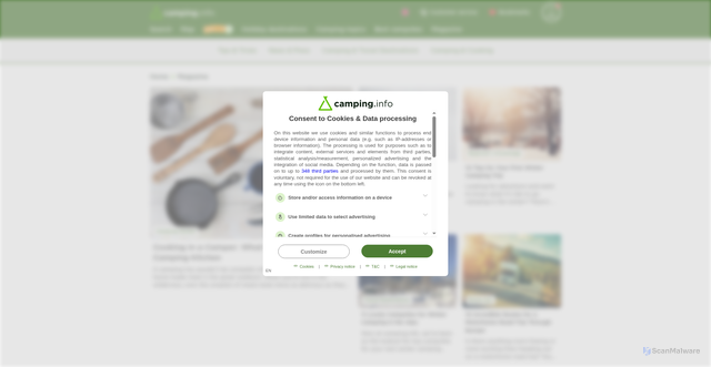 Security scan screenshot of https://www.camping.info/en/magazine