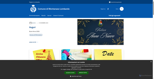 Security scan screenshot of https://www.comune.montanaso.lo.it/it