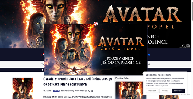 Security scan screenshot of https://www.totalfilm.cz/2025/12/carodej-z-kremlu-jude-law/