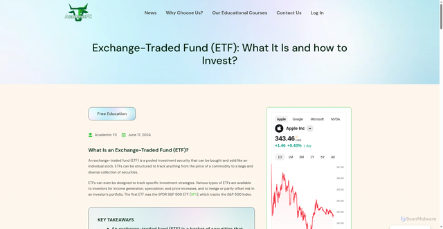 Security scan screenshot of https://academicfx.com/exchange-traded-fund-etf-what-it-is-and-how-to-invest/