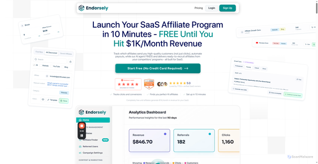 Security scan screenshot of https://endorsely.com