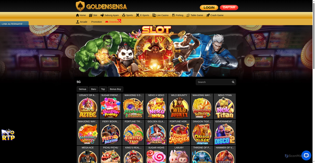 Security scan screenshot of https://29goldensensa.com/desktop/game/slot/5g