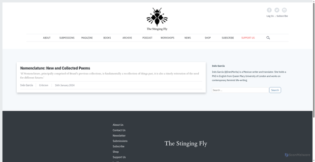 Security scan screenshot of https://stingingfly.org/author/ines-garcia/