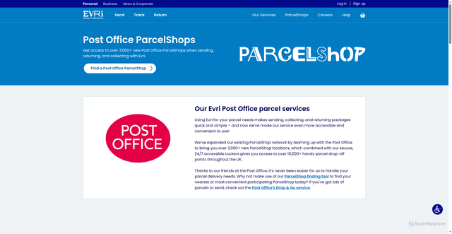 Security scan screenshot of https://www.evri.com/our-services/post-office-services
