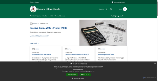 Security scan screenshot of https://www.comune.guardistallo.pi.it