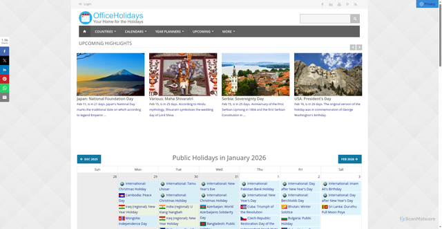 Security scan screenshot of https://www.officeholidays.com