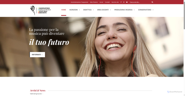 Security scan screenshot of https://www.conservatorio.bn.it/