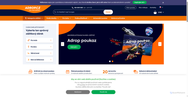 Security scan screenshot of https://www.adrop.cz