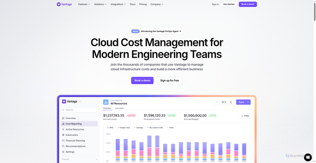 Security scan screenshot of https://vantage.sh