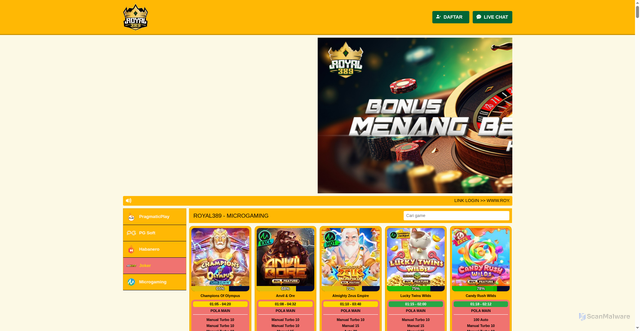 Security scan screenshot of https://rtproyal389-2.pages.dev/microgaming