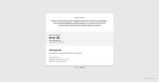 Security scan screenshot of https://www.upgnetsap.com