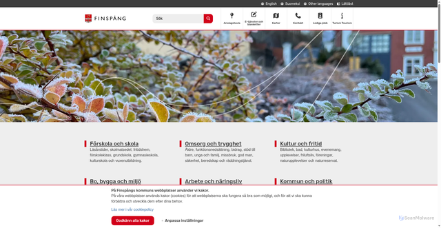 Security scan screenshot of https://finspang.se/