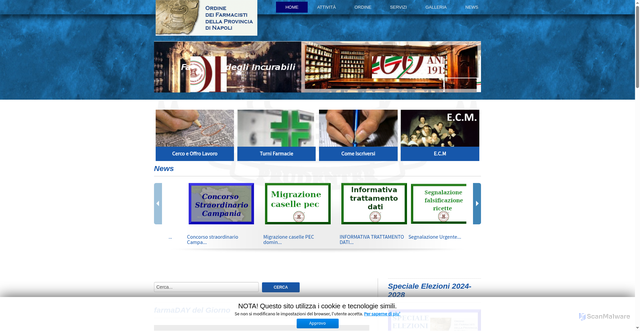 Security scan screenshot of https://www.ordinefarmacistinapoli.it