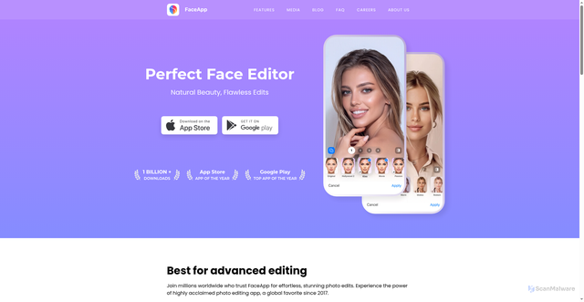 Security scan screenshot of https://faceapp.photo