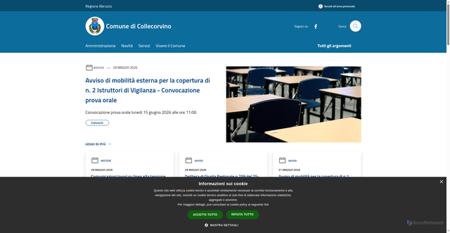 Security scan screenshot of https://www.comune.collecorvino.pe.it