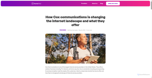 Security scan screenshot of https://homelinkd.com/blog/how-cox-communications-is-changing-the-internet-landscape-and-what-they-offer/