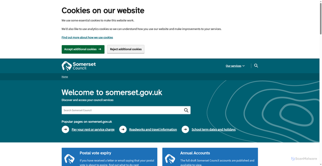 Security scan screenshot of https://www.somerset.gov.uk/