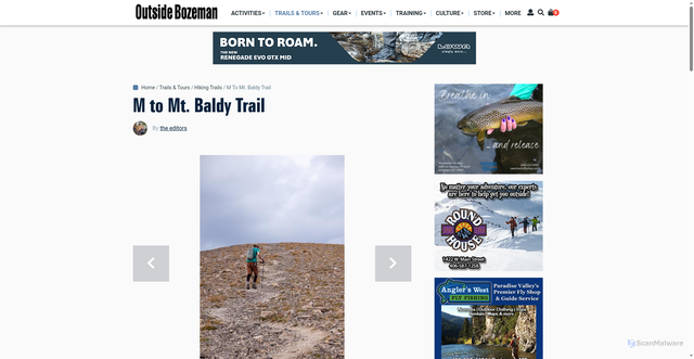 Security scan screenshot of https://outsidebozeman.com/trails-tours/hiking-trails/m-mt-baldy-trail