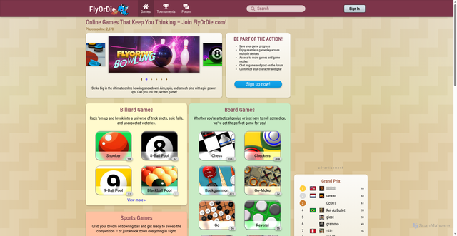 Security scan screenshot of https://www.flyordie.com