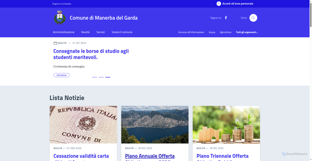 Security scan screenshot of https://comune.manerbadelgarda.bs.it/