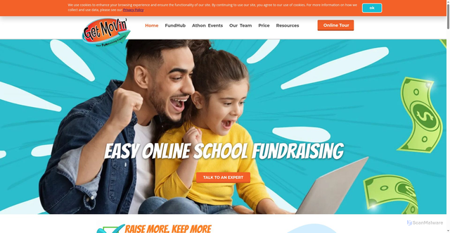 Security scan screenshot of https://getmovinfundraising.com/