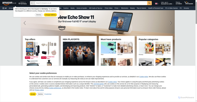 Security scan screenshot of https://www.amazon.co.uk