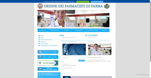 Security scan screenshot of https://www.ordinefarmacistiparma.it/