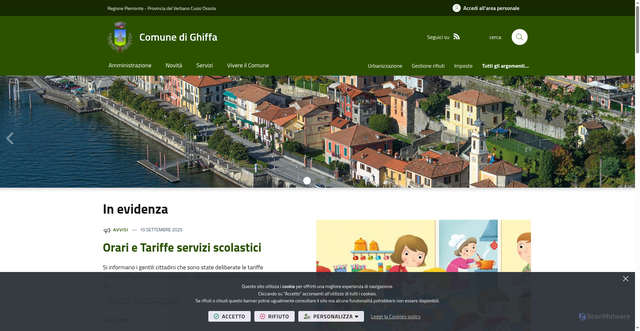 Security scan screenshot of https://www.comune.ghiffa.vb.it/it-it/home