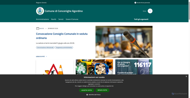 Security scan screenshot of https://www.comune.cencenigheagordino.bl.it