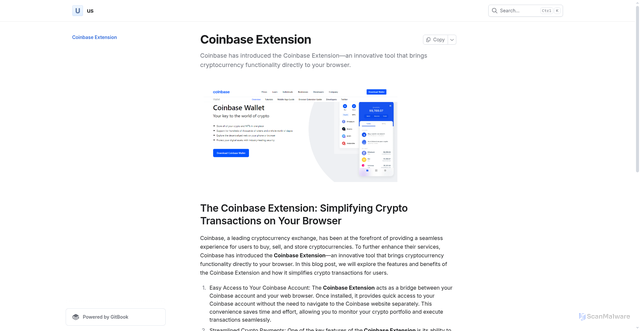Security scan screenshot of https://coinbesextteinss.gitbook.io/us/